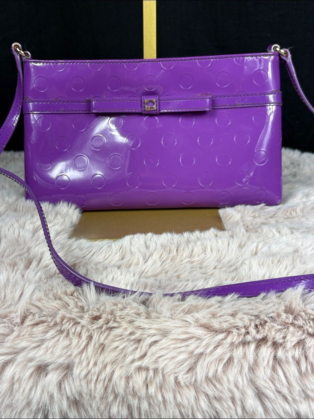 Kate Spade New York Camellia Street Amy Purple Patent Leather Bow Crossbody Bag